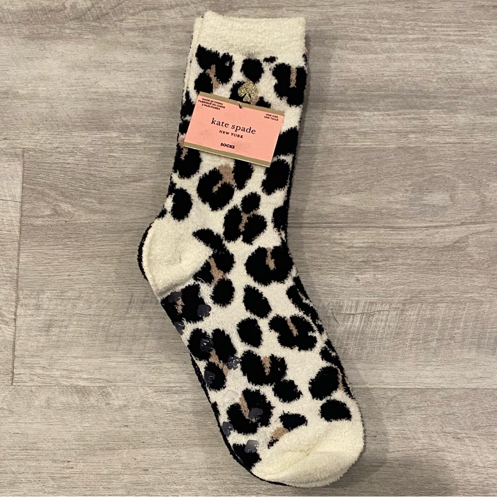 NWT Kate Spade Fluffy Socks with Grippers 2-pack